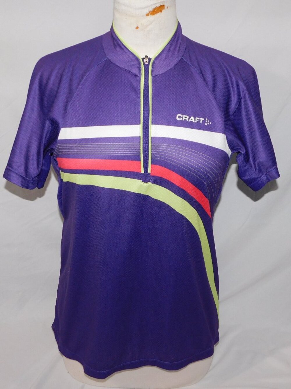Craft Purple White Pink Yellow Cycling Jersey 1/4 zip Womens L biking
